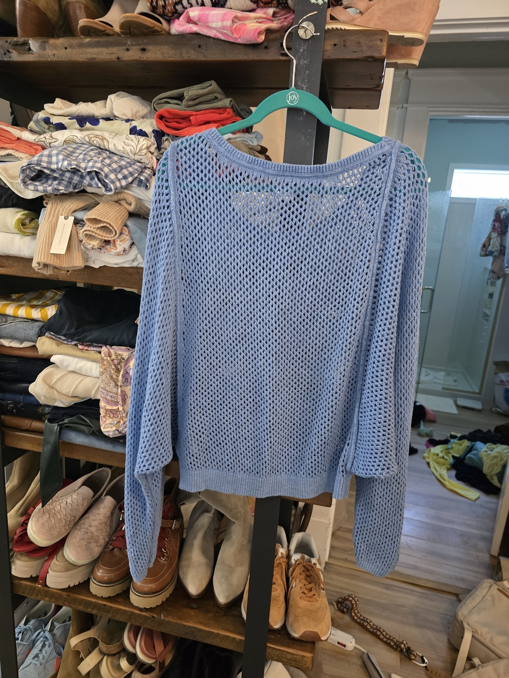 Pilcro X Anthropologie Light Blue Open-Weave Sweater - Picture 4 of 4